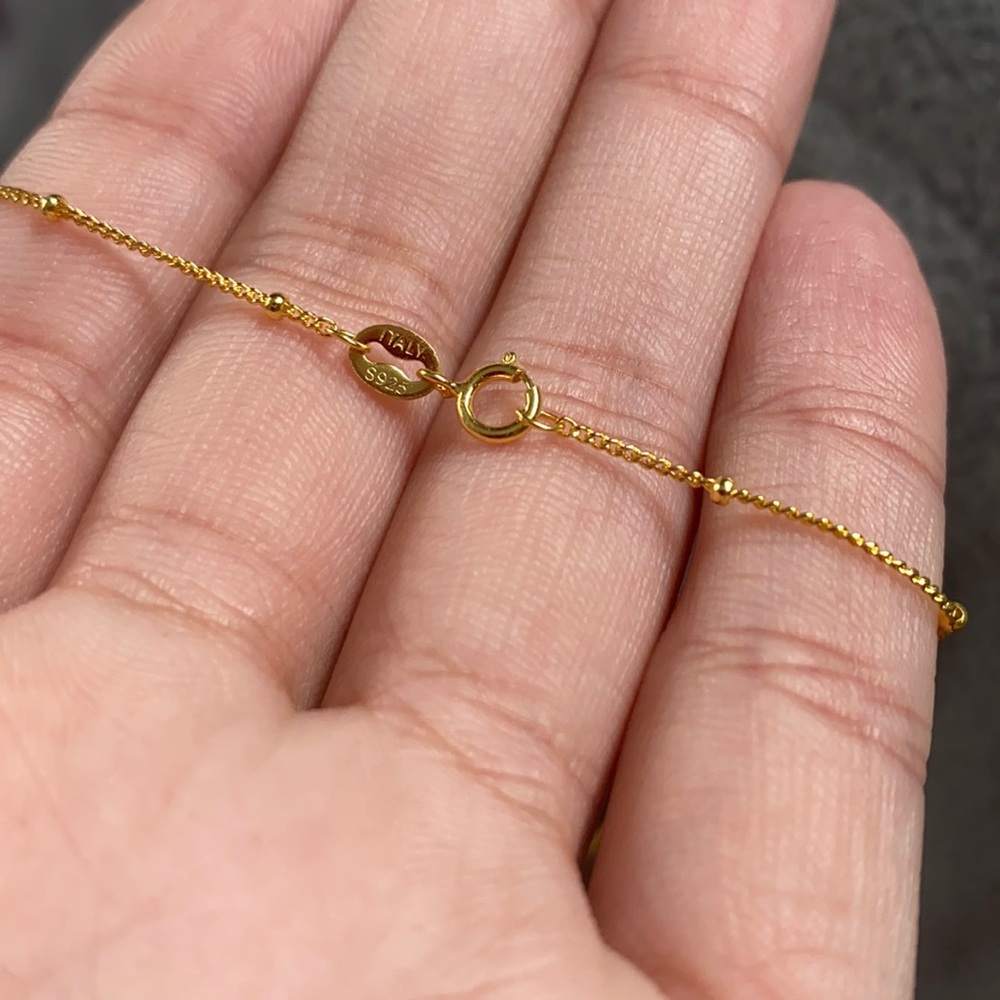 💍Sterling Silver Gold Beaded Necklace💍 - Picture 3 of 5